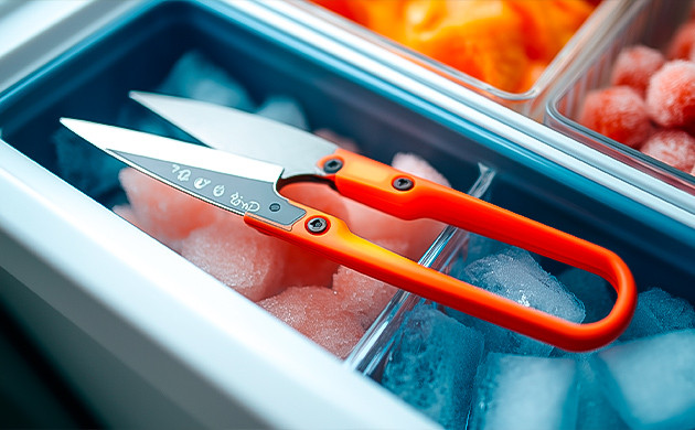 Замораживание ножниц перед очисткой