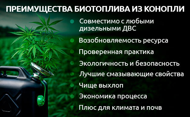 Преимущества конопляного биодизеля
