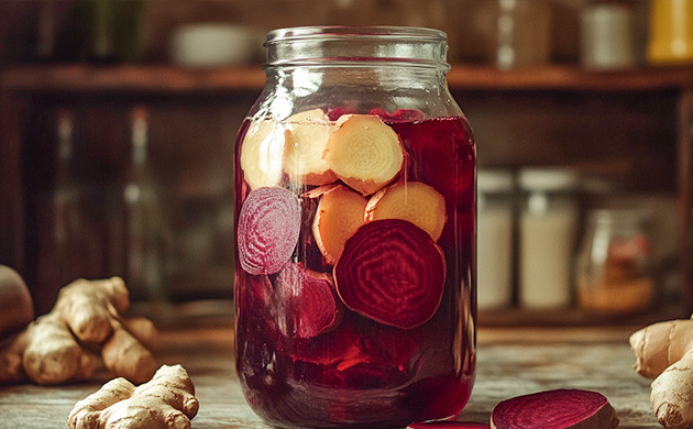 Добавьте в банку воды Вода для свекольного канна-лимонада